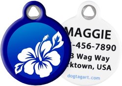 Dog Tag Art Blue Hibiscus Personalized Dog & Cat ID Tag, Small