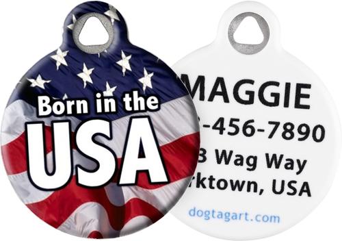 Show full view: Dog Tag Art Born in the USA Personalized Dog & Cat ID Tag, Large slide 1 of 5