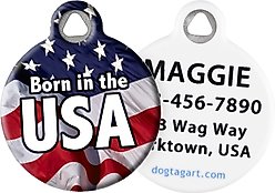 Dog Tag Art Born in the USA Personalized Dog & Cat ID Tag, Small