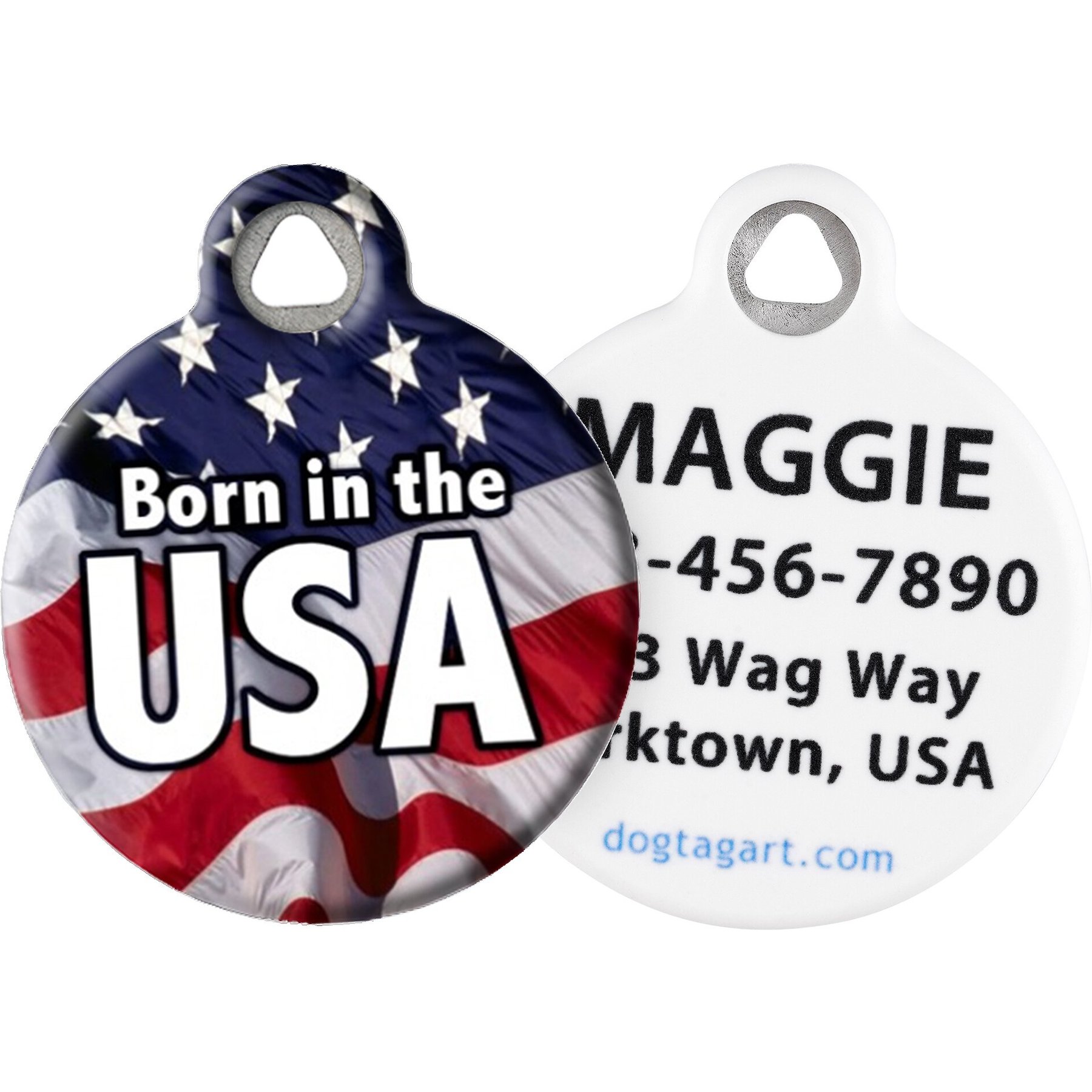 Dog Tag Art Born in the USA Personalized Dog & Cat ID Tag, Small