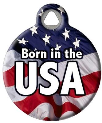 Show full view: Dog Tag Art Born in the USA Personalized Dog & Cat ID Tag, Small slide 2 of 5
