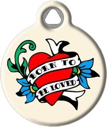 Dog Tag Art Born To Be Loved Tattoo Personalized Dog & Cat ID Tag, Large slide 2 of 5