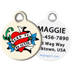 Dog Tag Art Born To Be Loved Tattoo Personalized Dog & Cat ID Tag, Small