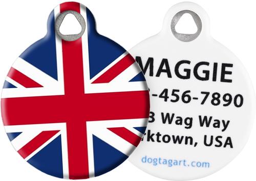 Show full view: Dog Tag Art British Flag Personalized Dog & Cat ID Tag, Small slide 1 of 5