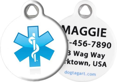 Show full view: Dog Tag Art Caduceus Medical ID Personalized Dog & Cat ID Tag, Large slide 1 of 5