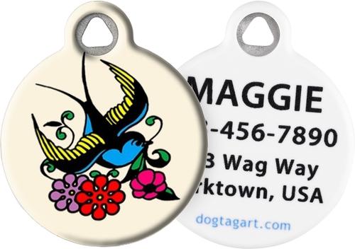 Show full view: Dog Tag Art Classic Sparrow Tattoo Personalized Dog & Cat ID Tag, Small slide 1 of 5