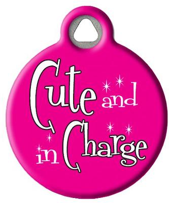 Show full view: Dog Tag Art Cute & in Charge Personalized Dog & Cat ID Tag, Large slide 3 of 6