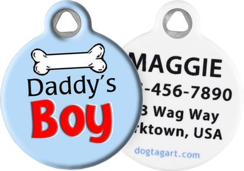 Show full view: Dog Tag Art Daddy's Boy Personalized Dog & Cat ID Tag, Small slide 1 of 6