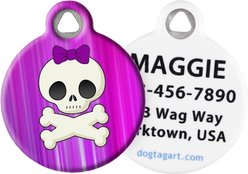 Dog Tag Art Girlie Skull Personalized Dog & Cat ID Tag, Large