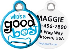 Dog Tag Art Good Boy Personalized Dog & Cat ID Tag, Large