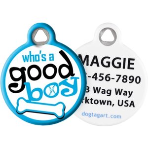 Dog Tag Art Good Boy Personalized Dog & Cat ID Tag, Large