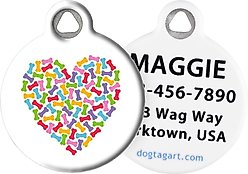 Dog Tag Art Heart of Bones Personalized Dog ID Tag, Small