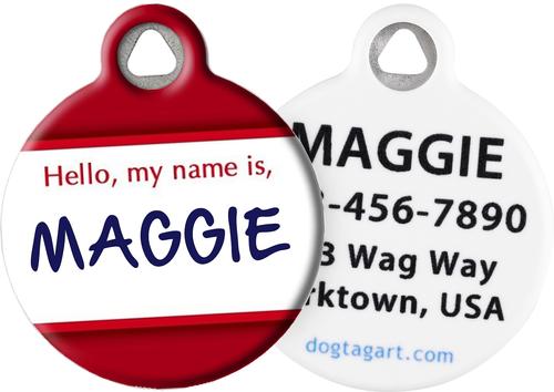 Show full view: Dog Tag Art Hello. My Name Is Personalized Dog & Cat ID Tag, Large slide 1 of 6