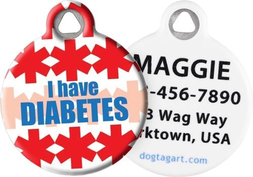 Show full view: Dog Tag Art I Have Diabetes Personalized Dog & Cat ID Tag, Small slide 1 of 6
