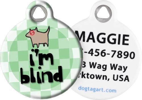 Show full view: Dog Tag Art I'm Blind Personalized Dog & Cat ID Tag, Small slide 1 of 6