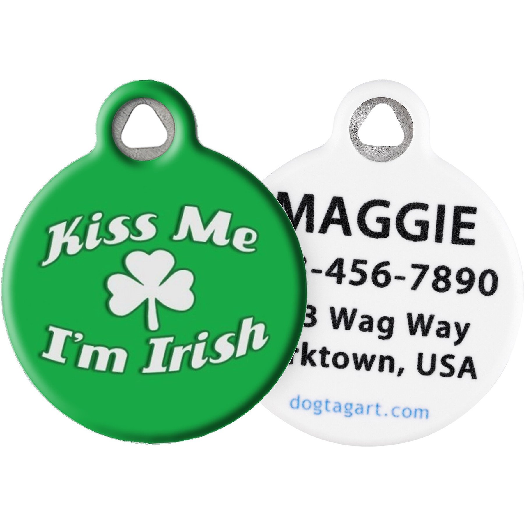 Dog Tag Art Kiss Me I'm Irish Personalized Dog & Cat ID Tag, Large