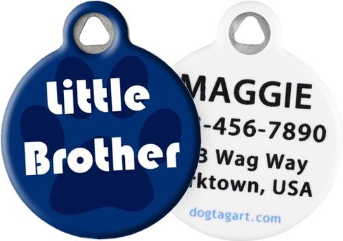 Show full view: Dog Tag Art Little Brother Personalized Dog & Cat ID Tag, Small slide 1 of 5
