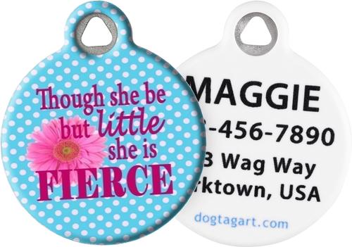 Show full view: Dog Tag Art Little But Fierce Personalized Dog & Cat ID Tag, Small slide 1 of 5