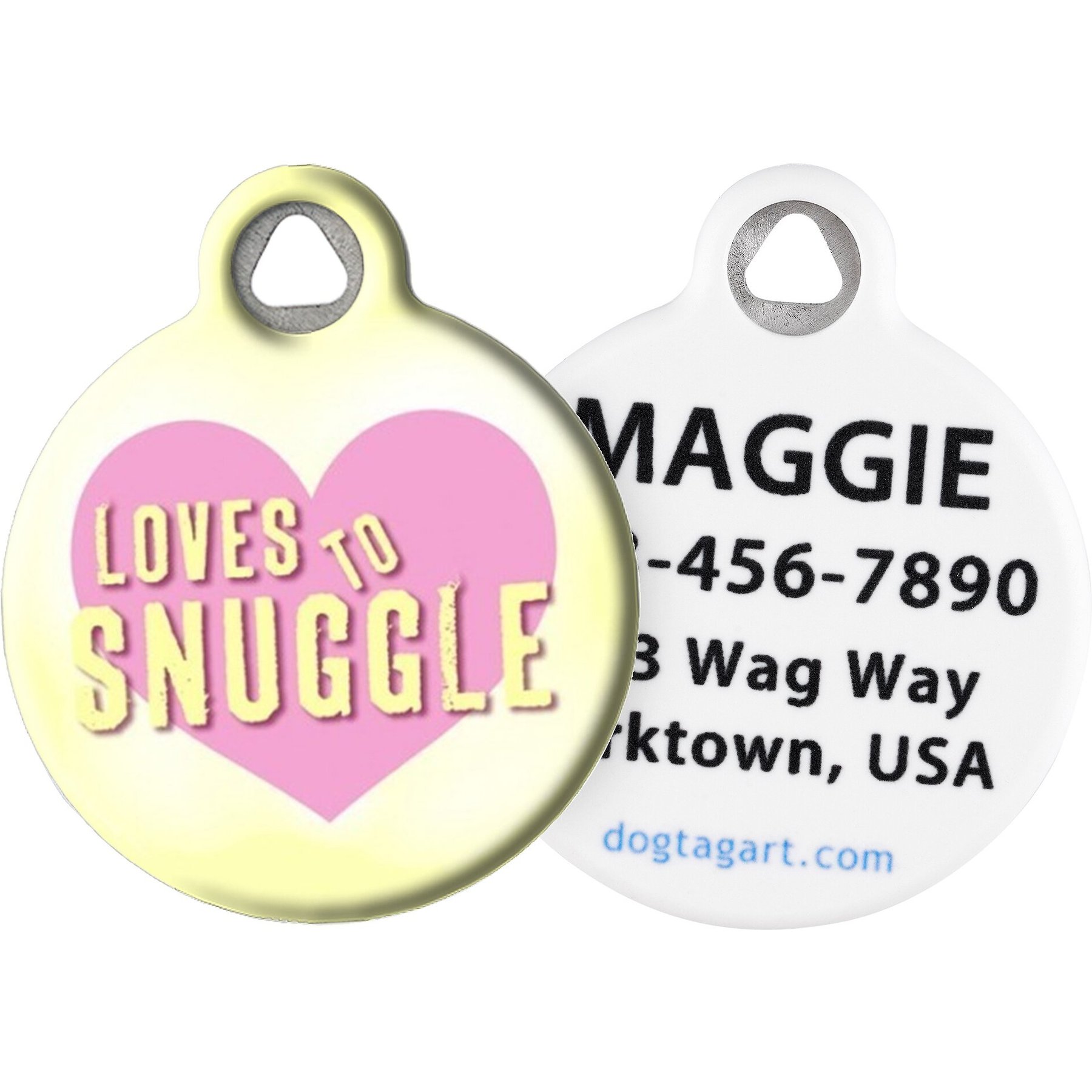 Dog Tag Art Loves to Snuggle Personalized Dog & Cat ID Tag, Large