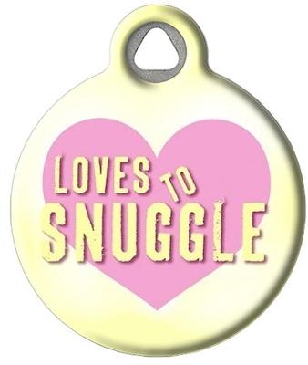 Show full view: Dog Tag Art Loves to Snuggle Personalized Dog & Cat ID Tag, Small slide 2 of 5