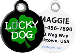 Dog Tag Art Lucky Dog Clover Personalized Dog ID Tag, Large