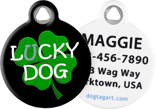 Show full view: Dog Tag Art Lucky Dog Clover Personalized Dog ID Tag, Small slide 1 of 5