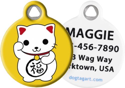 Show full view: Dog Tag Art Maneki Neko Cat Personalized Dog & Cat ID Tag, Large slide 1 of 6