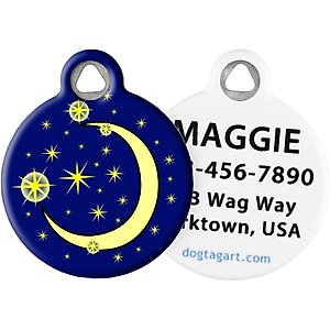 Dog Tag Art Moon & Stars Personalized Dog & Cat ID Tag, Large