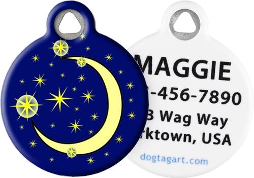 Show full view: Dog Tag Art Moon & Stars Personalized Dog & Cat ID Tag, Large slide 1 of 6