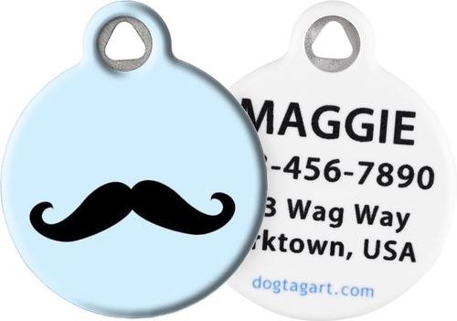 Show full view: Dog Tag Art Moustache Personalized Dog & Cat ID Tag, Large slide 1 of 6