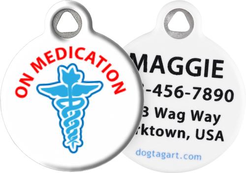Show full view: Dog Tag Art On Medication Personalized Dog & Cat ID Tag, Small slide 1 of 6
