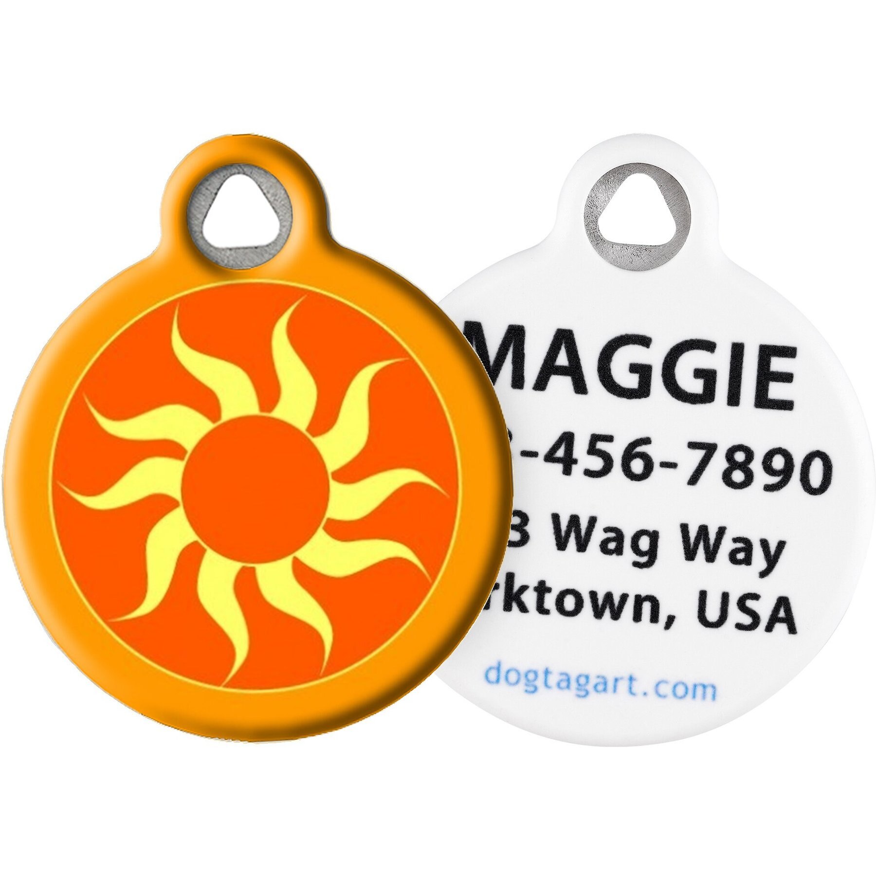 Dog Tag Art Orange Sun Personalized Dog & Cat ID Tag, Large