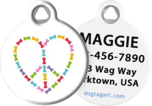 Show full view: Dog Tag Art Peace & Love Bones Personalized Dog ID Tag, Large slide 1 of 6