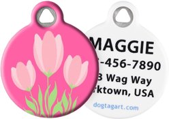 Dog Tag Art Pink Tulips Personalized Dog & Cat ID Tag, Large