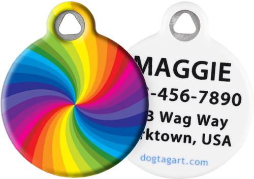 Show full view: Dog Tag Art Rainbow Swirl Personalized Dog & Cat ID Tag, Large slide 1 of 5