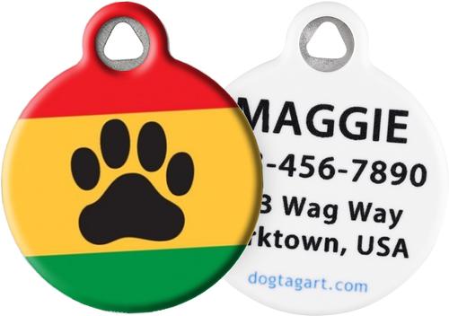 Show full view: Dog Tag Art Rasta Paw Personalized Dog & Cat ID Tag, Small slide 1 of 5
