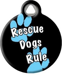Dog Tag Art Rescue Dogs Rule Blue Personalized Dog ID Tag, Small slide 2 of 5