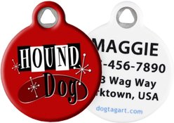 Dog Tag Art Retro Hound Dog Personalized Dog ID Tag, Large