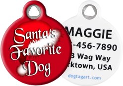 Dog Tag Art Christmas Santa's Favorite Personalized Dog & Cat ID Tag, Small