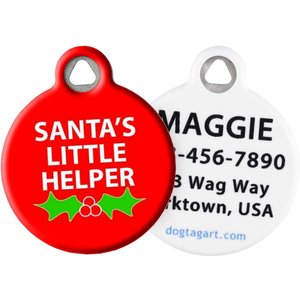 Dog Tag Art Christmas Santa's Little Helper Personalized Dog & Cat ID Tag