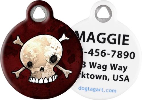 Show full view: Dog Tag Art Skull & Crossbones Personalized Dog & Cat ID Tag, Small slide 1 of 5