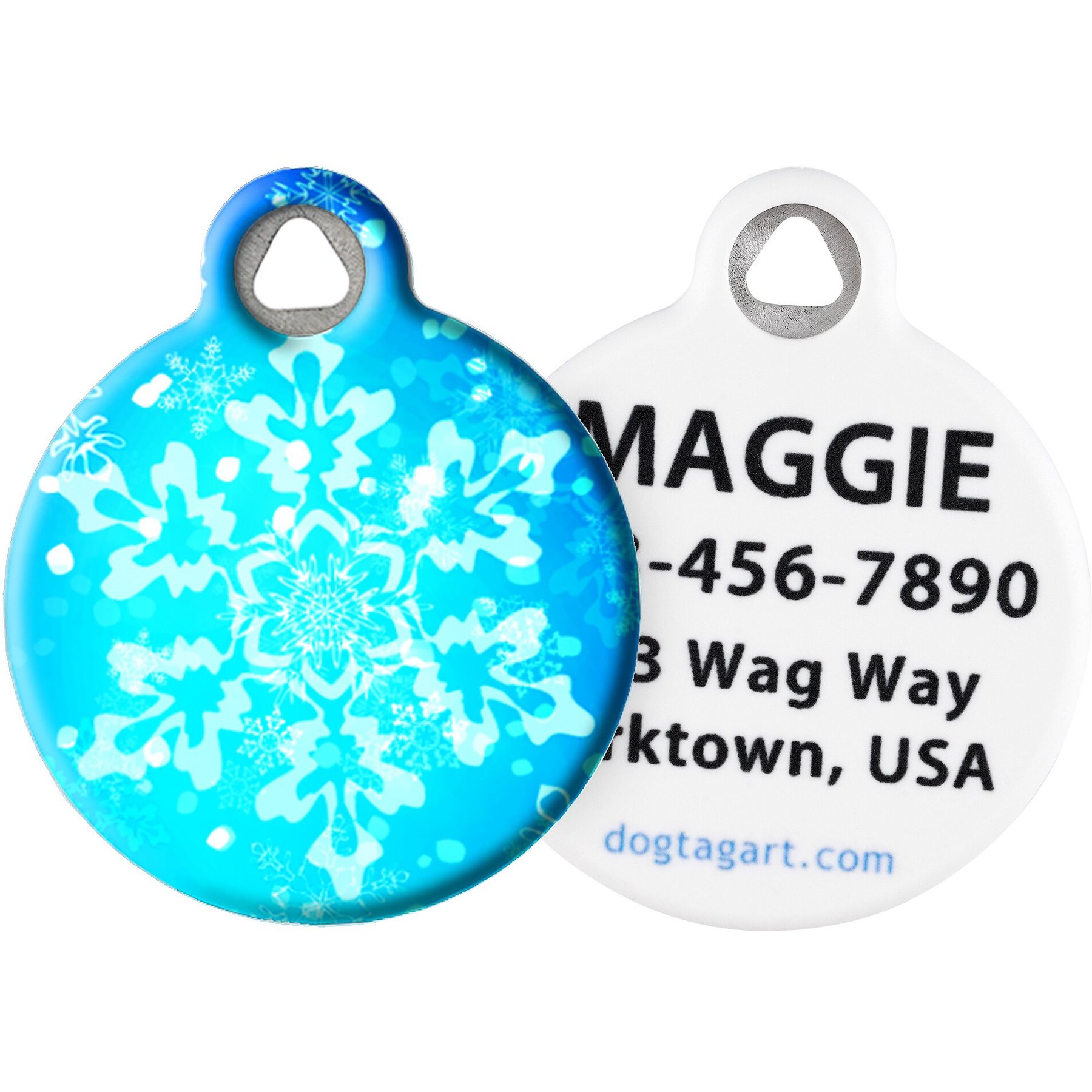 Dog Tag Art Snowflake Personalized Dog & Cat ID Tag, Large