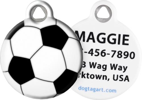 Show full view: Dog Tag Art Soccer Ball Personalized Dog & Cat ID Tag, Large slide 1 of 6