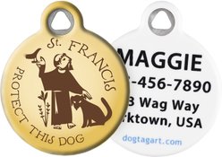 Dog Tag Art St. Francis Protect This Dog Personalized Dog ID Tag, Small