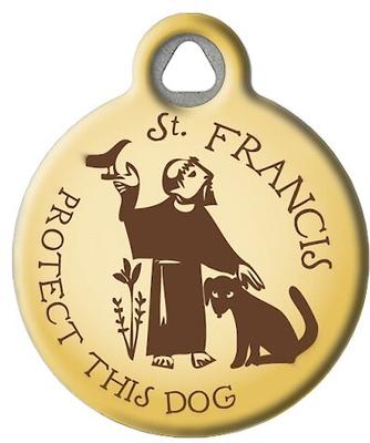 Show full view: Dog Tag Art St. Francis Protect This Dog Personalized Dog ID Tag, Small slide 2 of 6