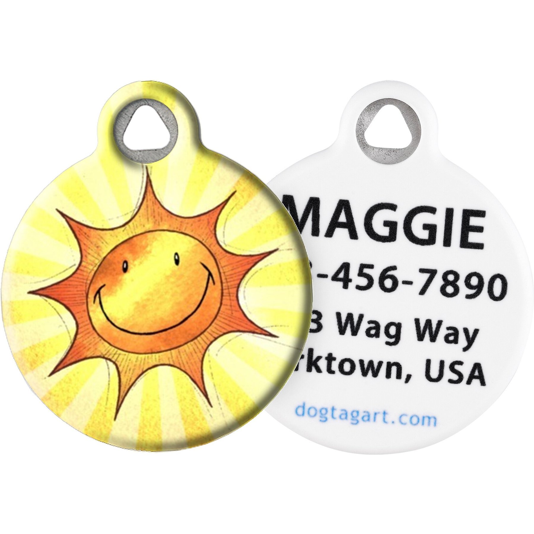 Dog Tag Art Sun Smile Personalized Dog & Cat ID Tag, Large