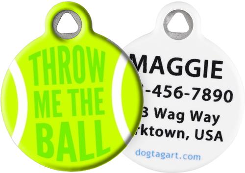 Show full view: Dog Tag Art Throw Me the Ball Personalized Dog ID Tag, Large slide 1 of 5
