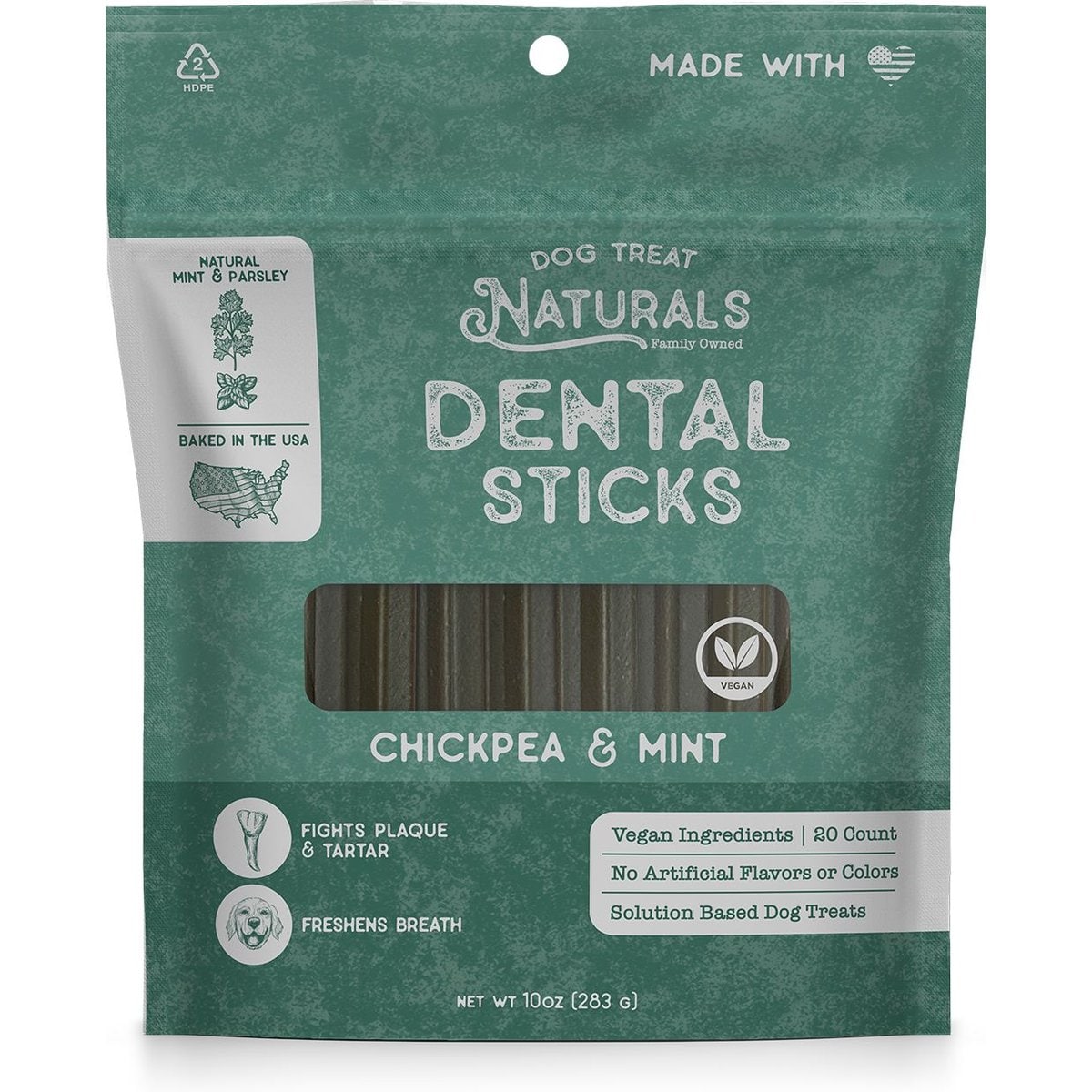 Dog Treat Naturals Dental Sticks Chickpea & Mint Dog Treats, 20 count