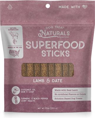 Show full view: Dog Treat Naturals Lamb & Date Superfood Fresh All Stages Natural Chews Sticks Treats, 10-oz bag slide 1 of 7