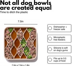 dogged Argyle Slow Feeder Dog Bowl, 3.5-cup, Buttercream slide 2 of 6